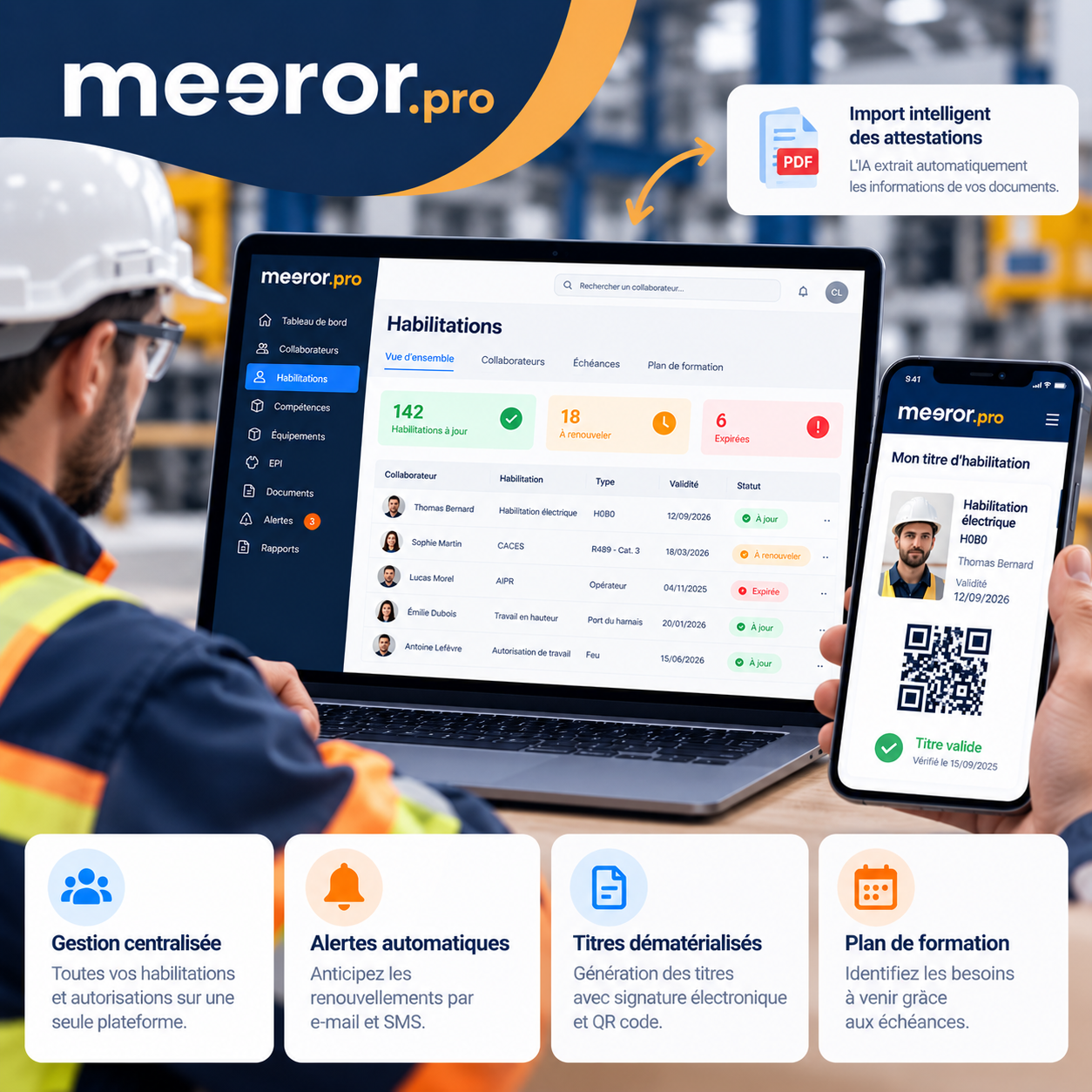 Logiciel de gestion des habilitations et autorisations de travail : Meeror