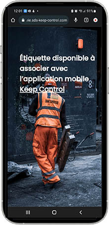 écran de smartphone montrant un message de Keepcontrol