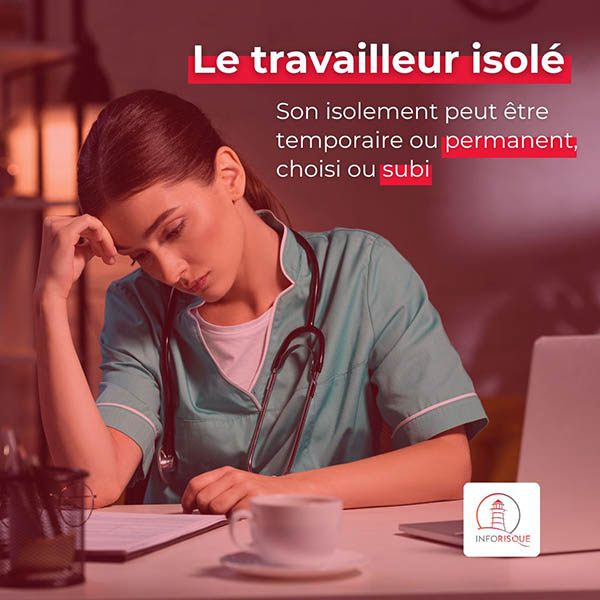 médecin à son bureau avec texte sur les effets du travail isolé