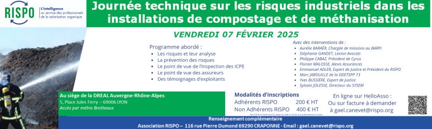 bannière Journée Technique sur les risques industriels en Unités de compostage et méthanisation