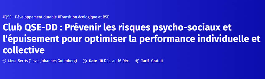 bannière Prévenir les risques psycho-sociaux et l'épuisement pour optimiser la performance individuelle et collective
