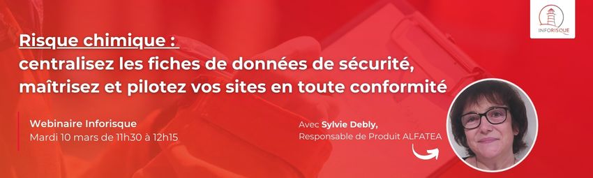 bannière Risque chimique : centralisez les fiches de données de sécurité, maîtrisez et pilotez vos sites en toute conformité