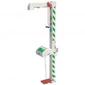 Douche de sécurité et lave-yeux Installation en extérieure, chauffée avec combinaison anti-gel